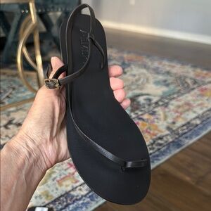 Black Minimalist Sandals with Ankle Strap